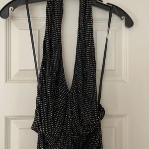 Bebe silver rhinestone halter mini dress